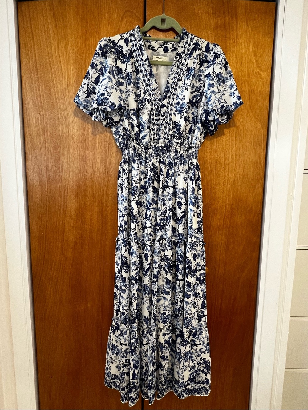 Max Studio Blue and White Floral Maxi Dress